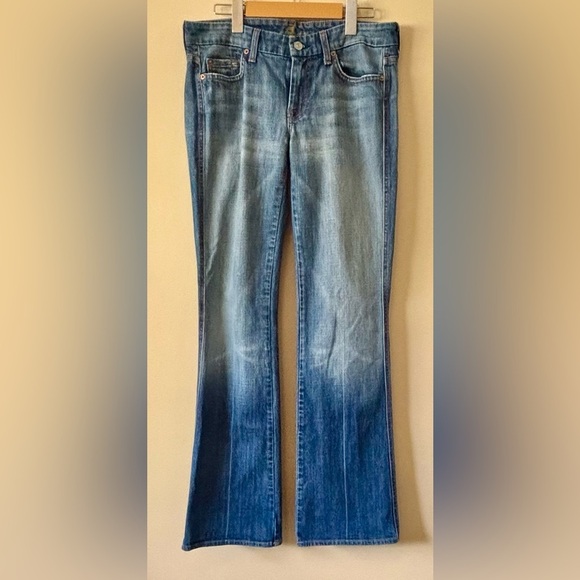 7 For All Mankind| Chic Blue Boot Cut Jeans w/A Pocket Rhinestone Details Sz 29 - Picture 4 of 6